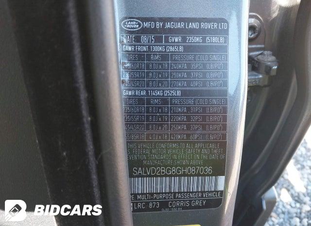SALVD2BG8GH087036 2016 Land Rover Range Rover photo no. 9