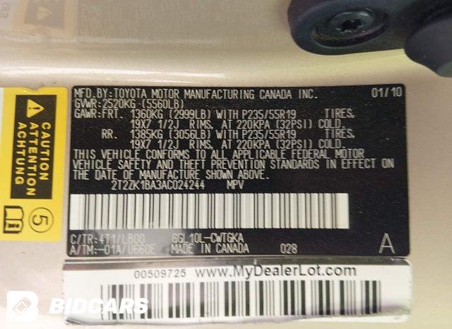 2T2ZK1BA3AC024244 2010 Lexus RX photo no. 9