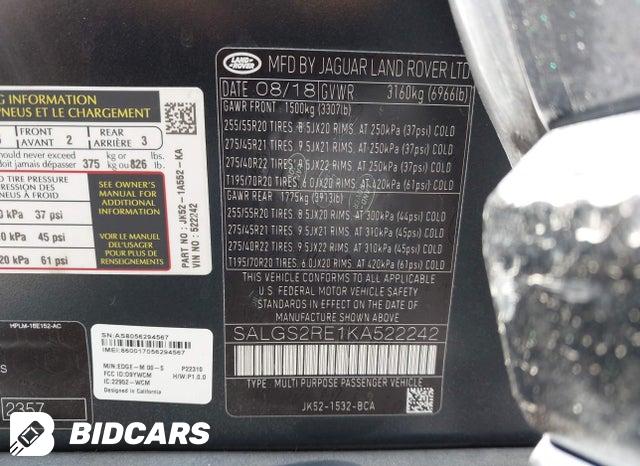 2019 Land Rover Range Rover — VIN SALGS2RE1KA522242, şəkil 9