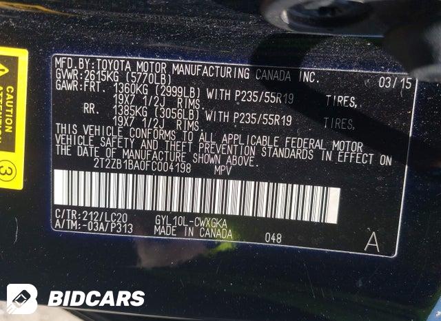 2T2ZB1BA0FC004198 2015 Lexus RX photo no. 9