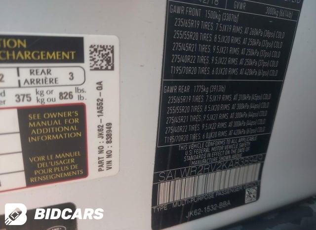 2019 Land Rover Range Rover — VIN SALWR2RV2KA838949, şəkil 9