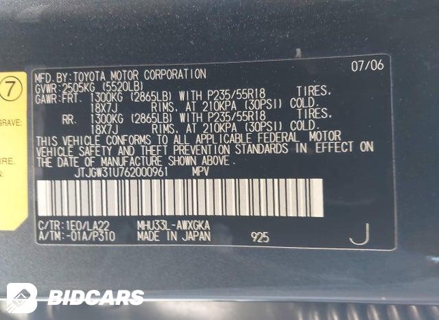 JTJGW31U762000961 2006 Lexus RX photo no. 9