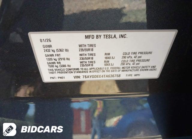 2026 Tesla MODEL Y — VIN 7SAYGDEE4TA636758, şəkil 9