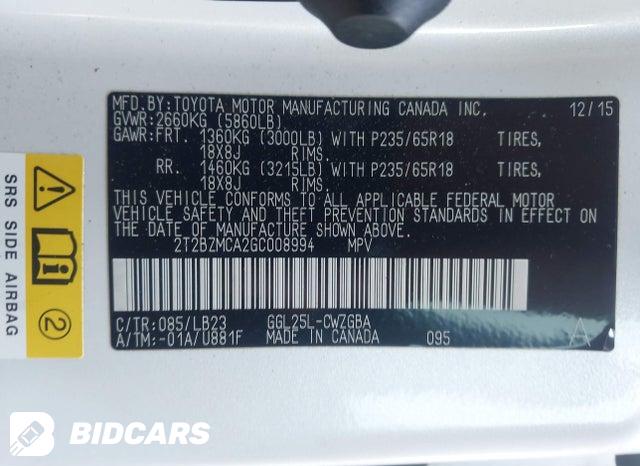 2016 Lexus RX — VIN 2T2BZMCA2GC008994, şəkil 9