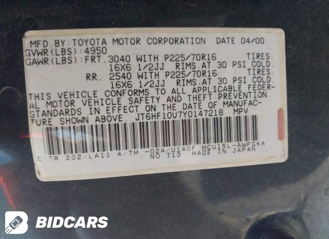 JT6HF10U7Y0147218 2000 Lexus RX photo no. 9