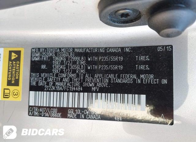 2T2ZK1BA7FC194484 2015 Lexus RX photo no. 9