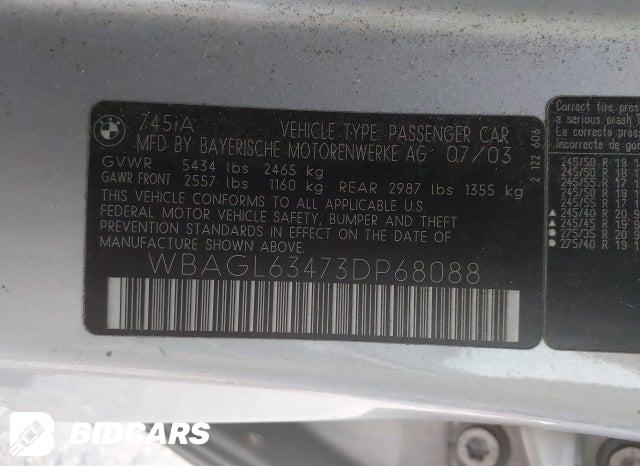 WBAGL63473DP68088 2003 BMW 7 Series photo no. 9