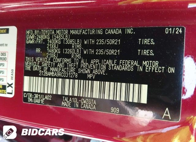 2024 Lexus RX — VIN 2T2BAMBA9RC031278, şəkil 9