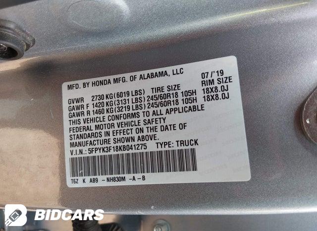 5FPYK3F18KB041275 2019 Honda Ridgeline photo no. 9