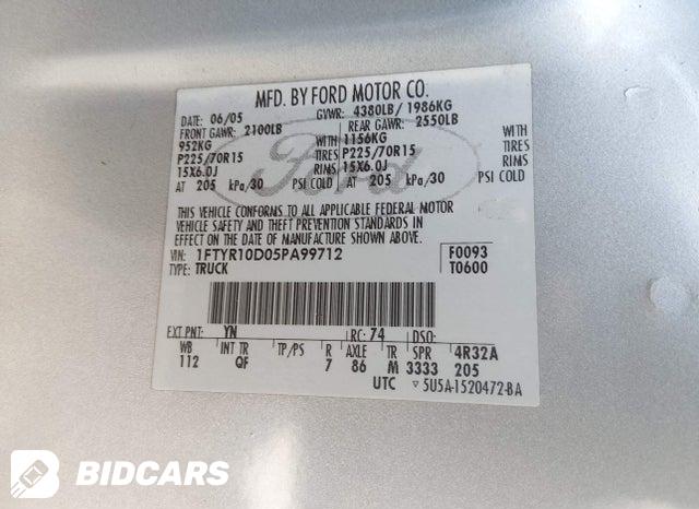 1FTYR10D05PA99712 2005 Ford Ranger photo no. 9