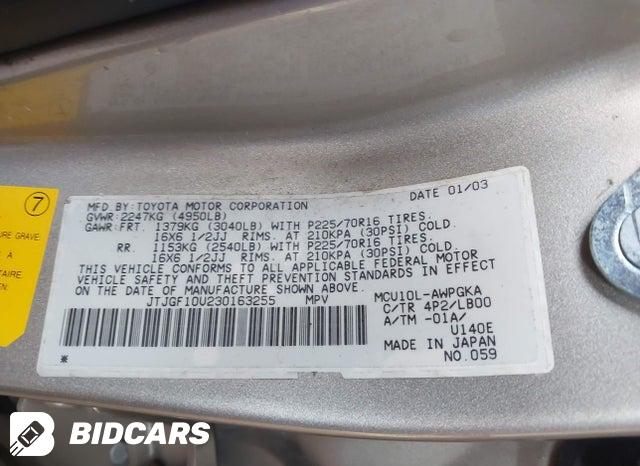 JTJGF10U230163255 2003 Lexus RX photo no. 9