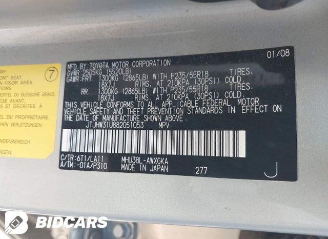 JTJHW31U882051053 2008 Lexus RX photo no. 9