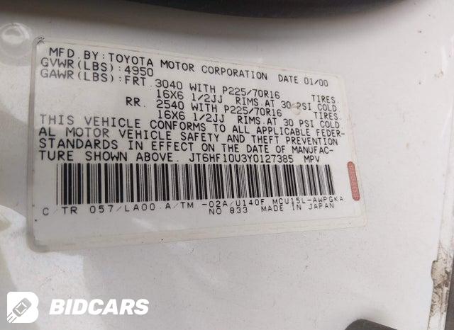 JT6HF10U3Y0127385 2000 Lexus RX photo no. 9