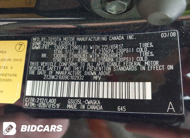 2T2HK31U09C102932 2009 Lexus RX photo no. 9