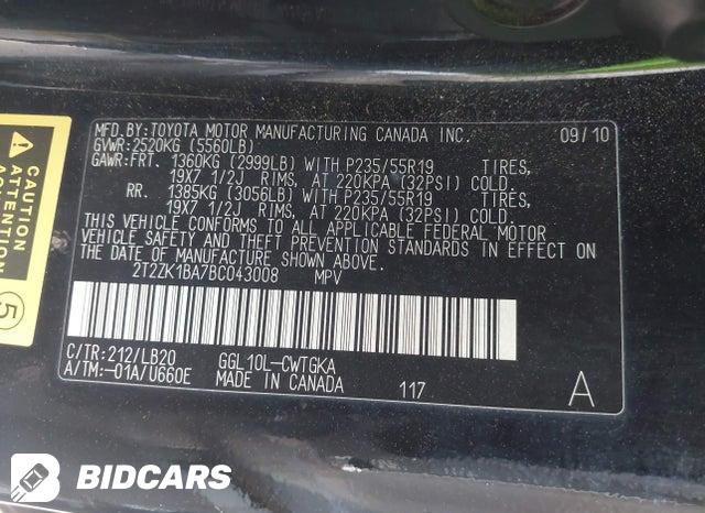 2T2ZK1BA7BC043008 2011 Lexus RX photo no. 9