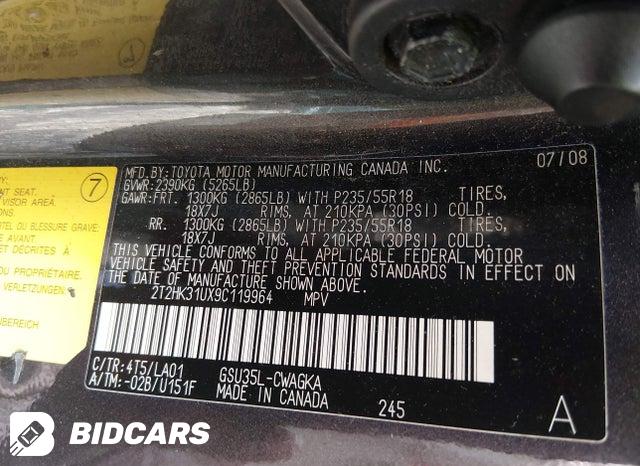 2T2HK31UX9C119964 2009 Lexus RX photo no. 9