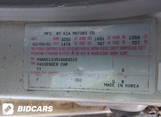 KNADC123516065010 2001 KIA Rio photo no. 9