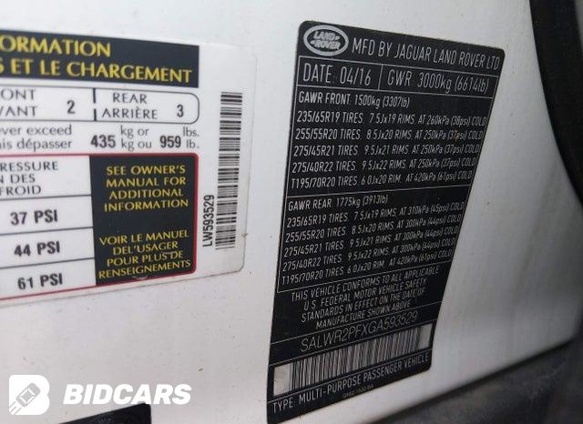 2016 Land Rover Range Rover — VIN SALWR2PFXGA593529, şəkil 9