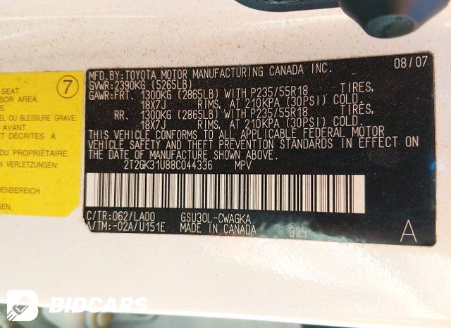 2T2GK31U88C044336 2008 Lexus RX photo no. 9