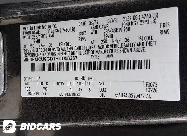 1FMCU9GD1HUD58237 2017 Ford Escape photo no. 9