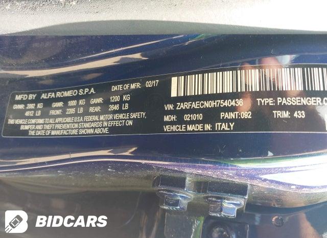 2017 Alfa Romeo Giulia — VIN ZARFAECN0H7540436, şəkil 9