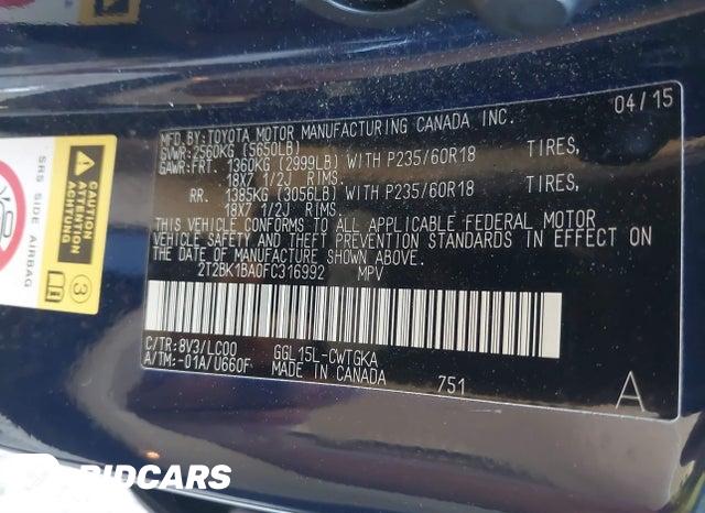 2T2BK1BA0FC316992 2015 Lexus RX photo no. 9