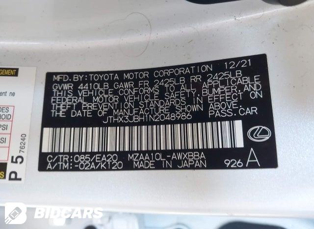 2022 Lexus UX — VIN JTHX3JBH1N2048986, фото 9