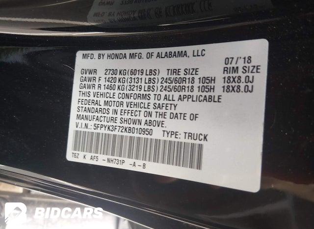 2019 Honda Ridgeline — VIN 5FPYK3F72KB010950, şəkil 9