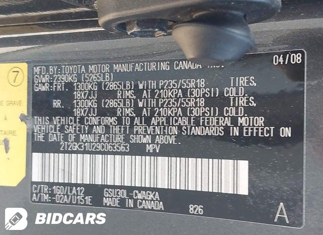 2T2GK31U29C063563 2009 Lexus RX photo no. 9