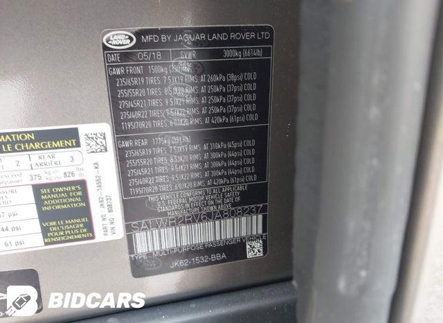 2018 Land Rover Range Rover — VIN SALWR2RV6JA808237, şəkil 9