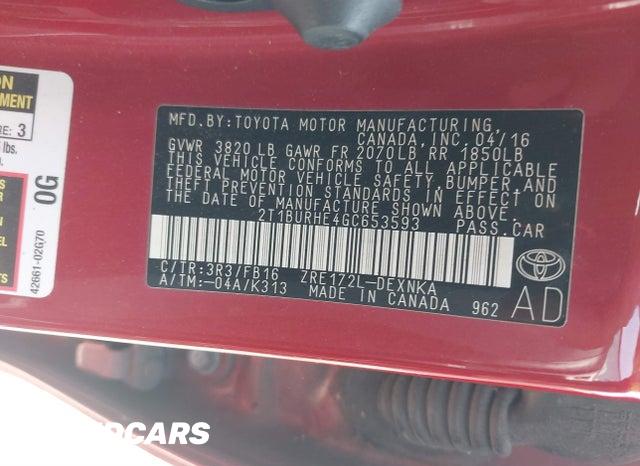 2T1BURHE4GC653593 2016 Toyota Corolla photo no. 9