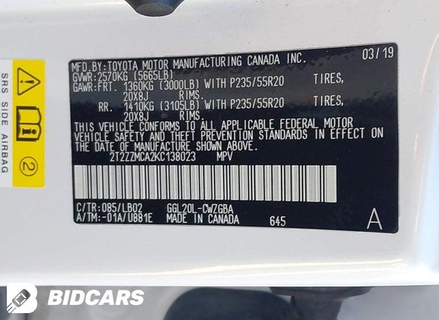 2019 Lexus RX — VIN 2T2ZZMCA2KC138023, şəkil 9