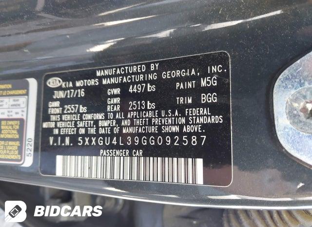 5XXGU4L39GG092587 2016 KIA Optima photo no. 9