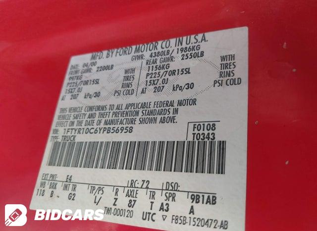 1FTYR10C6YPB56958 2000 Ford Ranger photo no. 9
