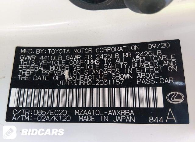 2020 Lexus UX — VIN JTHP3JBH2L2031157, şəkil 9