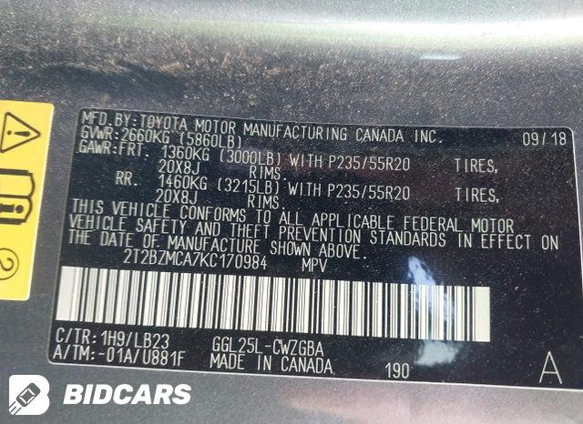 2T2BZMCA7KC170984 2019 Lexus RX photo no. 9