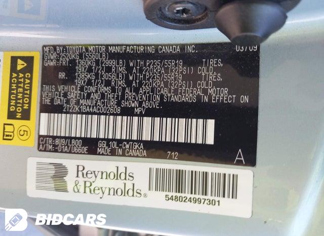 2T2ZK1BA4AC002608 2010 Lexus RX photo no. 9
