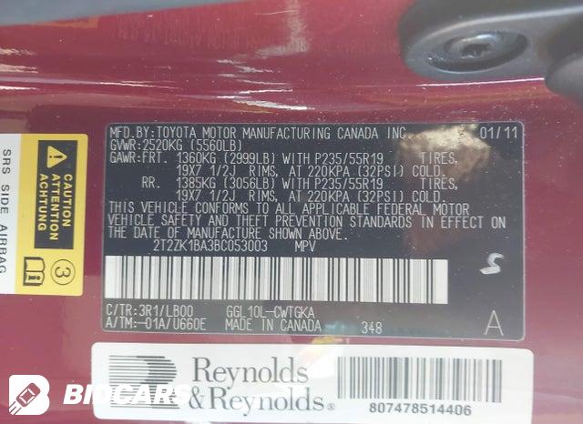 2T2ZK1BA3BC053003 2011 Lexus RX photo no. 9