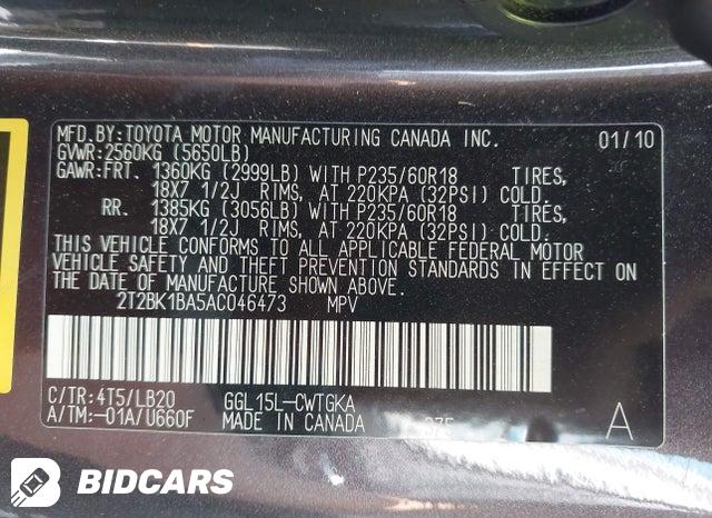 2T2BK1BA5AC046473 2010 Lexus RX photo no. 9