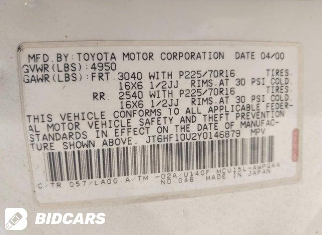 JT6HF10U2Y0146879 2000 Lexus RX photo no. 9