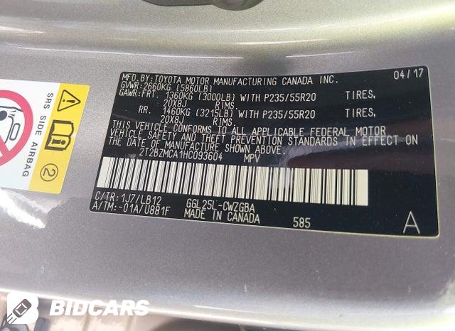 2017 Lexus RX — VIN 2T2BZMCA1HC093604, şəkil 9