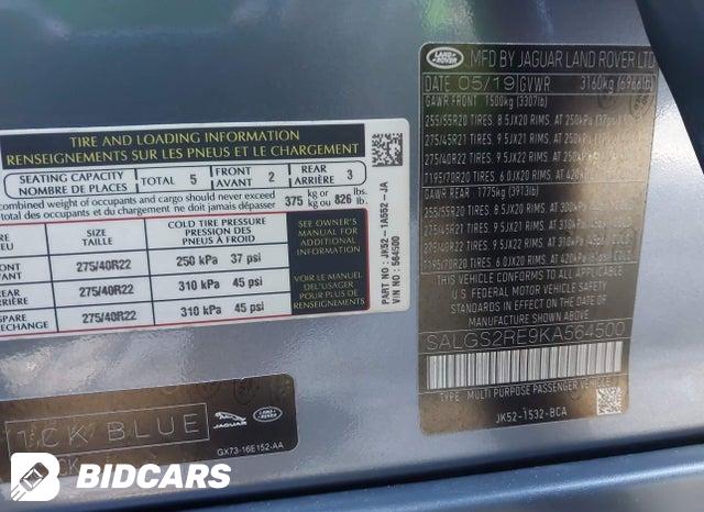 2019 Land Rover Range Rover — VIN SALGS2RE9KA564500, фото 9