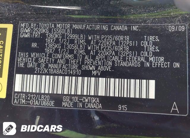 2T2ZK1BA8AC014910 2010 Lexus RX photo no. 9