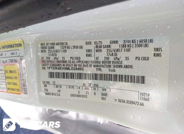 2021 Ford Ranger — VIN 1FTER4EH5MLD28892, şəkil 9