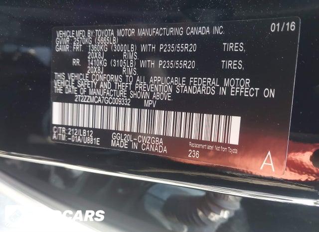 2T2ZZMCA7GC009332 2016 Lexus RX photo no. 9