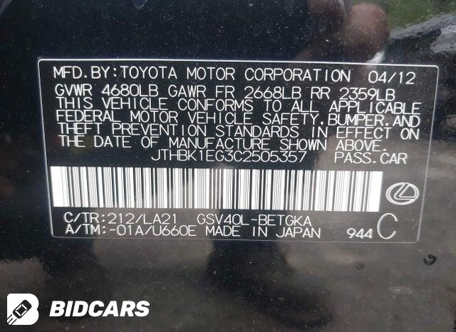 JTHBK1EG3C2505357 2012 Lexus ES photo no. 9