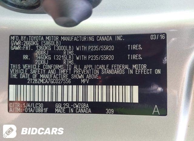 2016 Lexus RX — VIN 2T2BZMCA7GC027556, şəkil 9