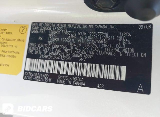 2T2HK31U79C127567 2009 Lexus RX photo no. 9