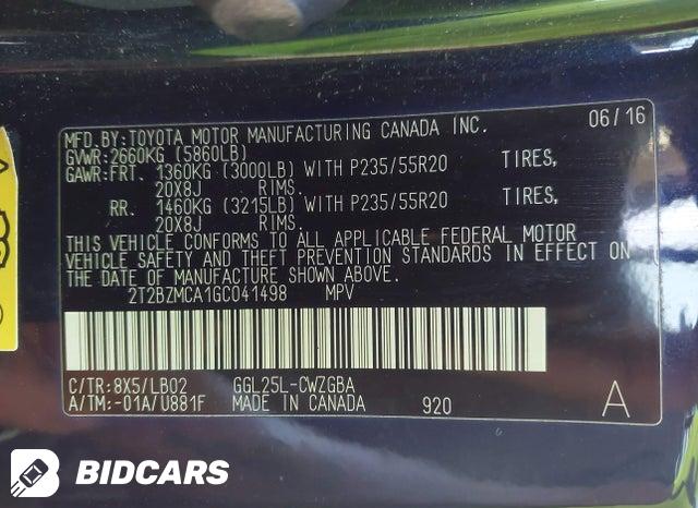 2016 Lexus RX — VIN 2T2BZMCA1GC041498, şəkil 9