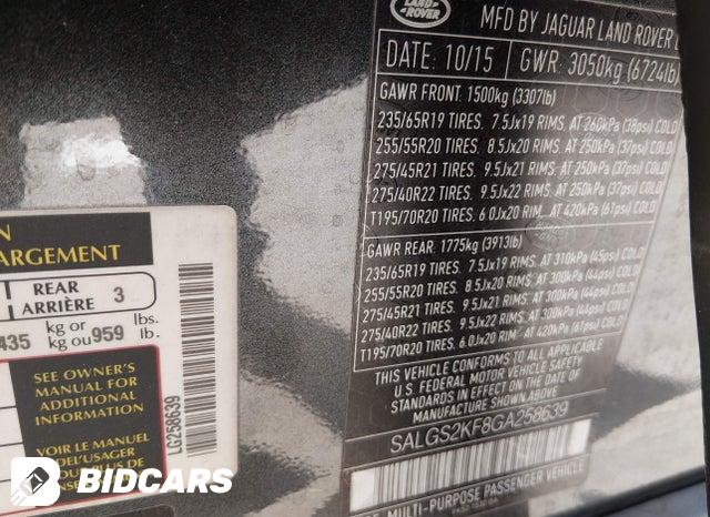 SALGS2KF8GA258639 2016 Land Rover Range Rover photo no. 9